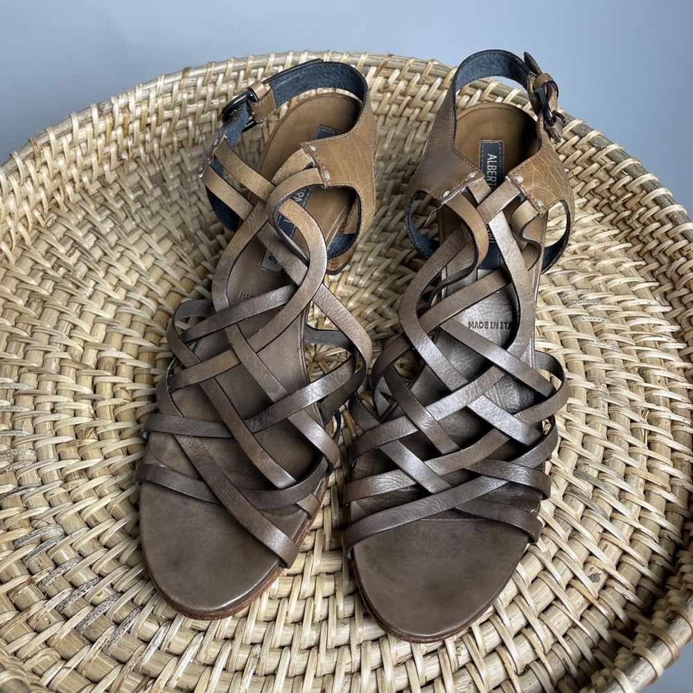 Alberto Fermani Women's Size EU 40 Colo Milit Block Heel Strap Leather Brown